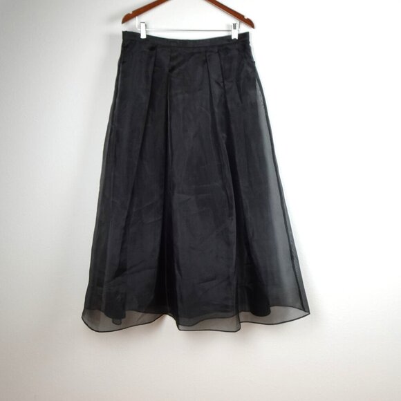 Alex Evenings Ball Gown Skirt Women's Petite Size XLP Black Long Satin Taffeta - Picture 1 of 12